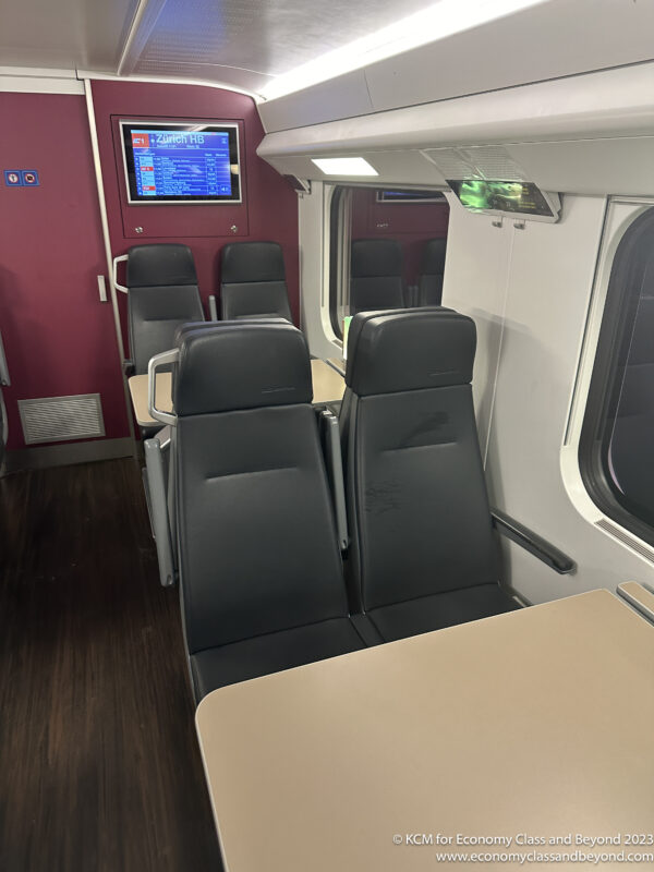 a seats in a train