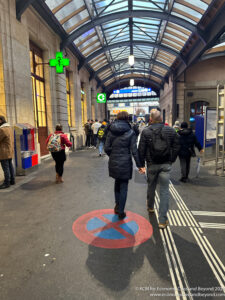 people walking in a tunnel