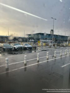 a parking lot with cars in it