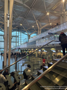 a group of people in a building