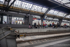a group of people at a train station