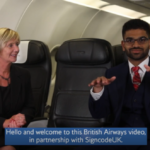 British Airways staff signing during a safety video - image, British Airways