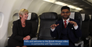 British Airways staff signing during a safety video - image, British Airways