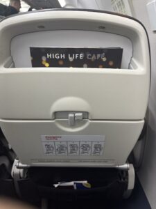 a seat with a card in it