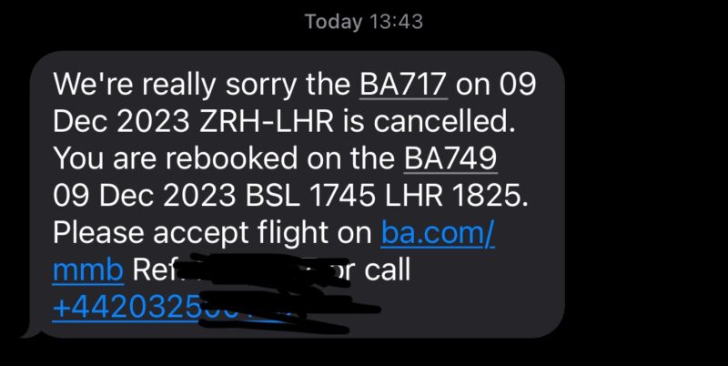 Phone mesage regarding cancellation