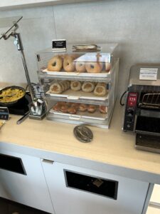 a display case with food on it