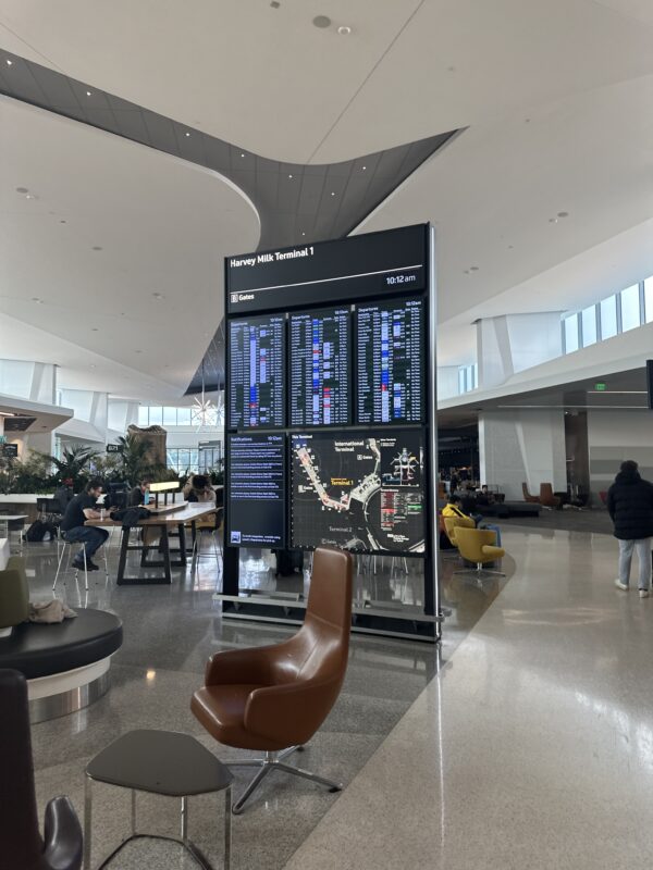 a large screen with information on it