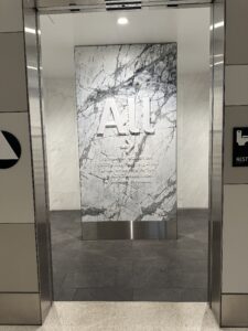 a marble sign in a building