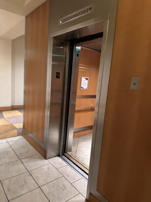 an elevator with a door open