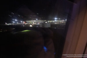 a view of a city at night from a window