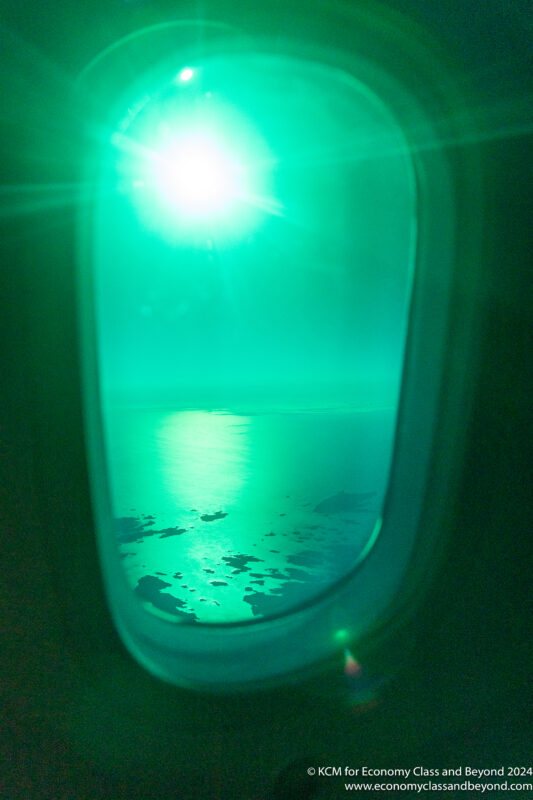 a green light on a window