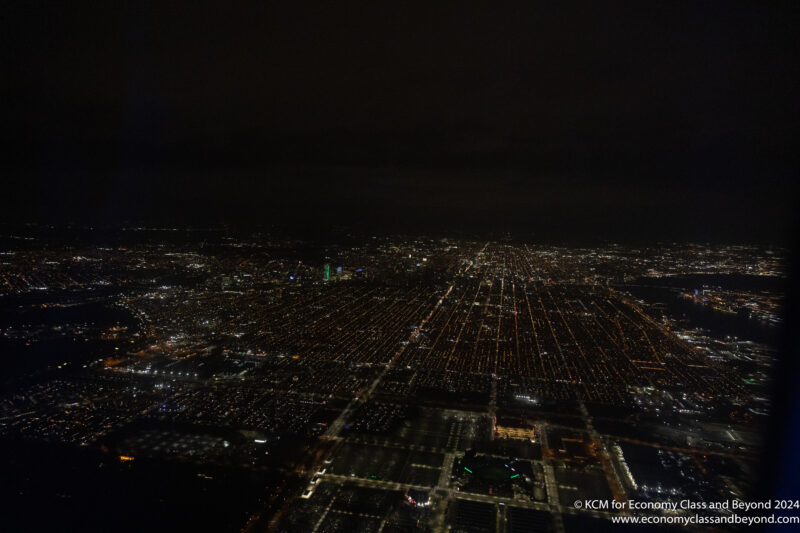 aerial view of a city at night