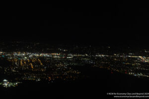 a city at night from above