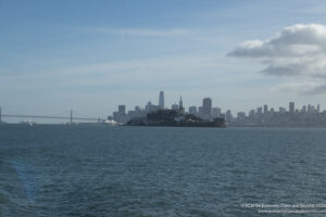 a city skyline in the distance