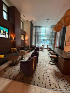 a room with chairs and tables