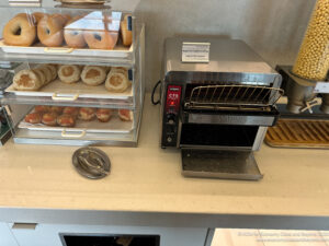 a toaster oven with bread in it