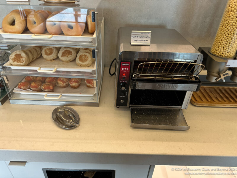 a toaster oven with bread in it