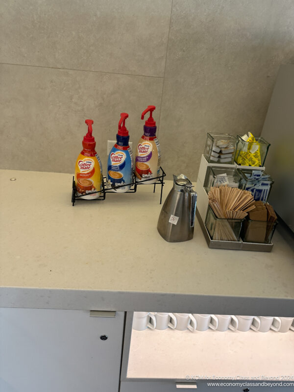 a group of condiments on a counter
