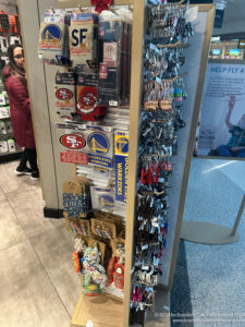 a display of keychains and other items