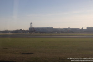a plane on the runway
