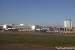 a large airport with a large building and a large building