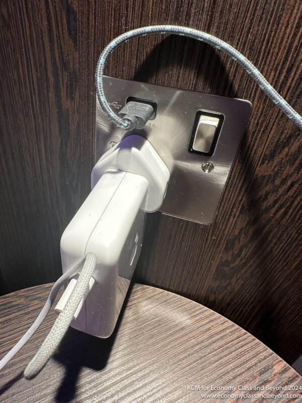 a plug in a wall outlet