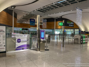 an airport with a check in area