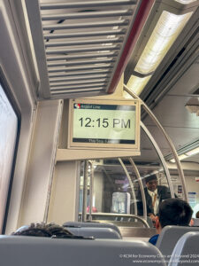 a digital sign on a train