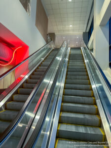 an escalator in a building