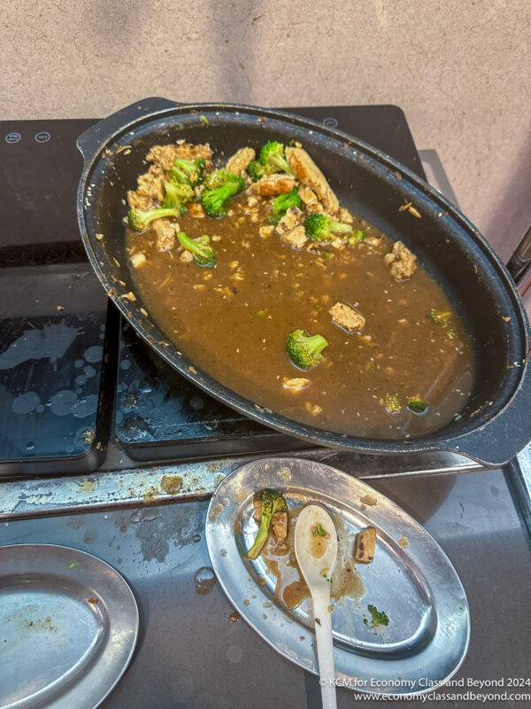 a pan of food on a stove