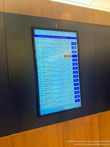 a screen with a blue and white sign