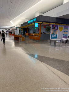 a person walking in a large airport