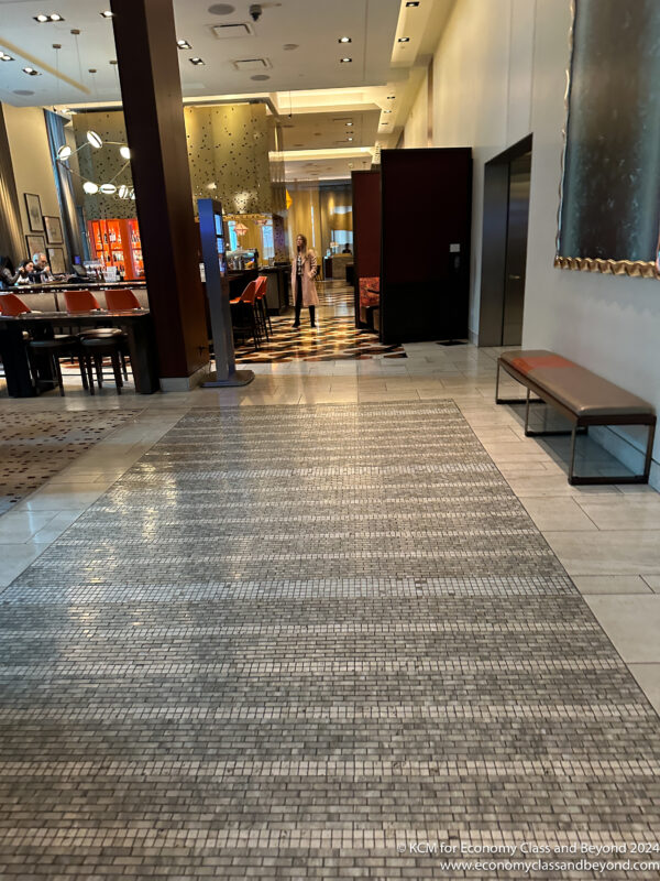 a tiled floor in a restaurant