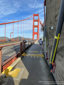 a person walking on a bridge