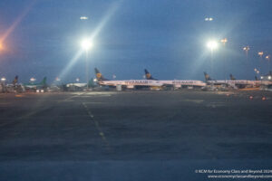 airplanes parked at an airport