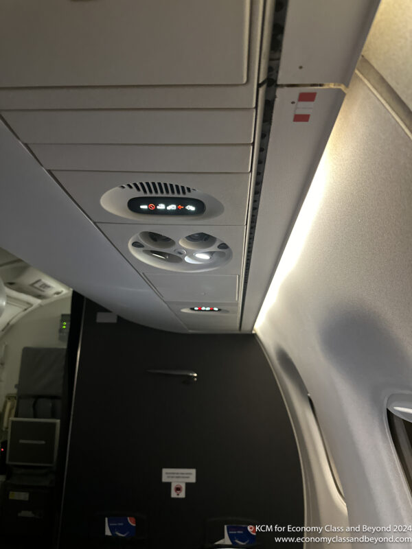 a overhead panel on an airplane