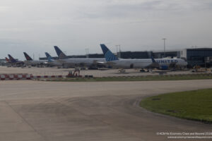 airplanes parked at an airport