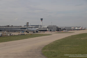 an airplane on the runway