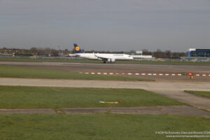 an airplane on the runway