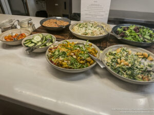 a table with bowls of food