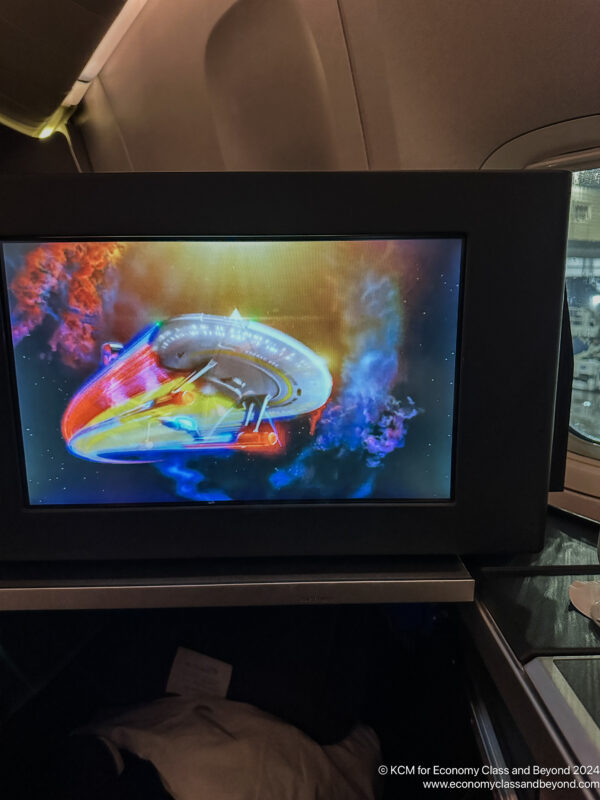 a television screen with a colorful image on it