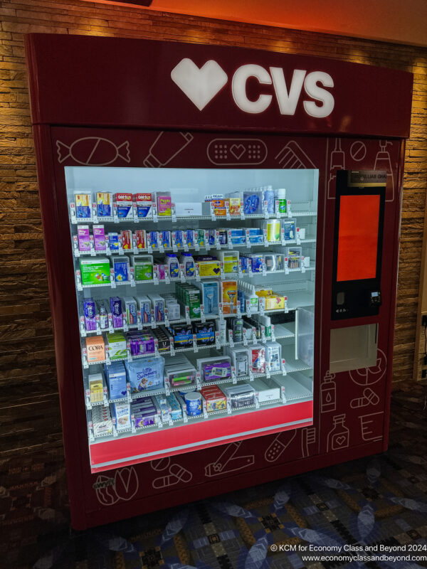 a vending machine with a display of food items