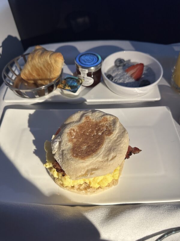 a breakfast sandwich on a plate