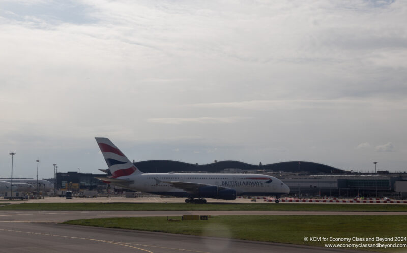  British Airways Airbus A380 taxiing to London Heathrow Terminal 5. Image, Economy Class and Beyond