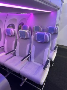 a row of seats in an airplane