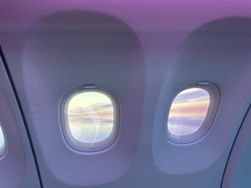 two windows in an airplane