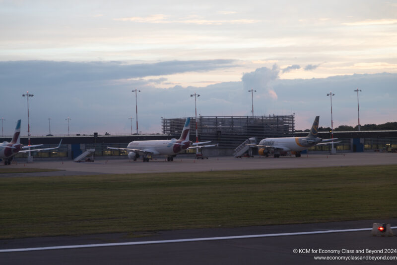 airplanes parked at an airport