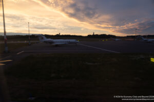 a plane on the runway