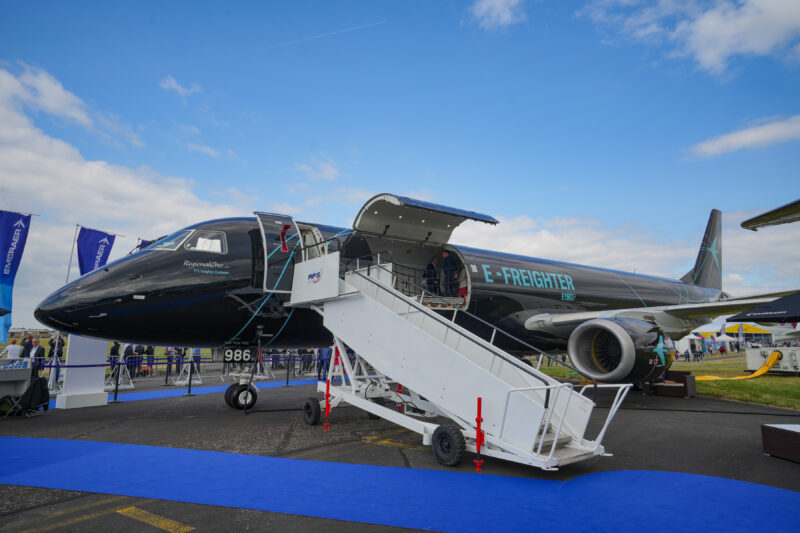 a jet plane with a staircase