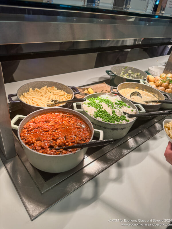 a group of bowls of food